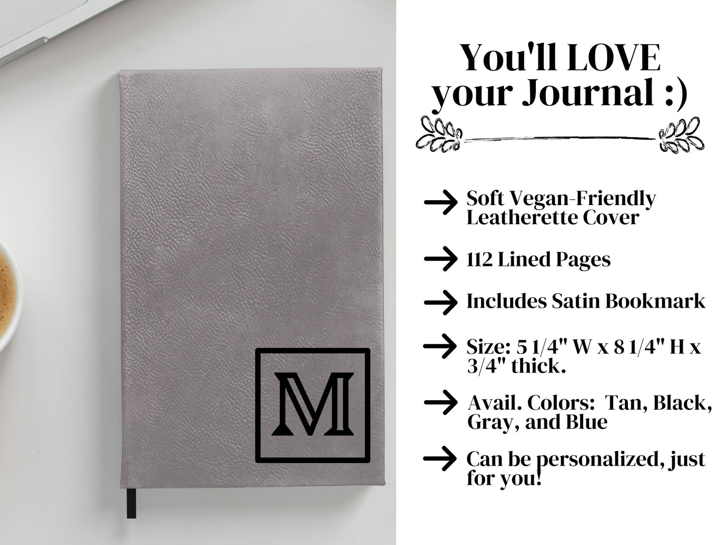 Personalized 1 Letter Monogram Journal