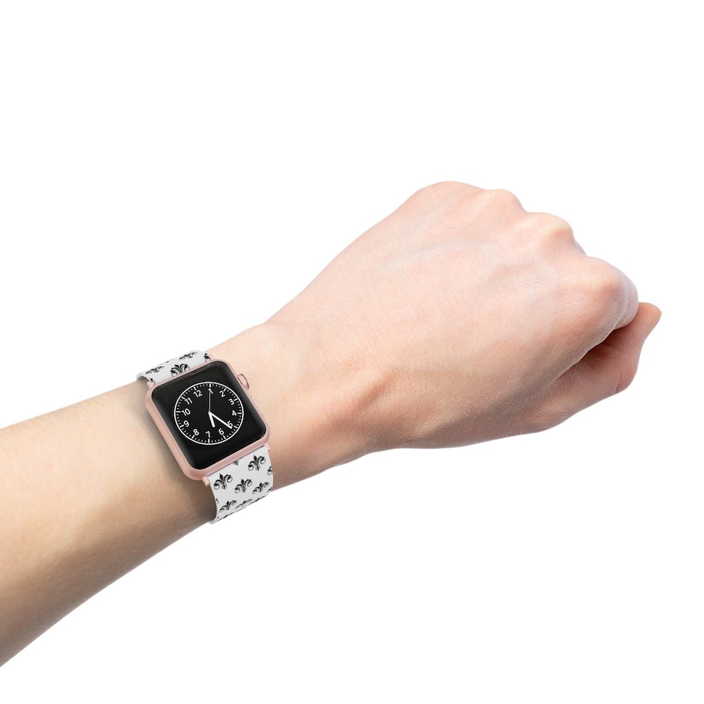 Black and White Fleur De Lis Apple Watch Band - We Love Your Gift