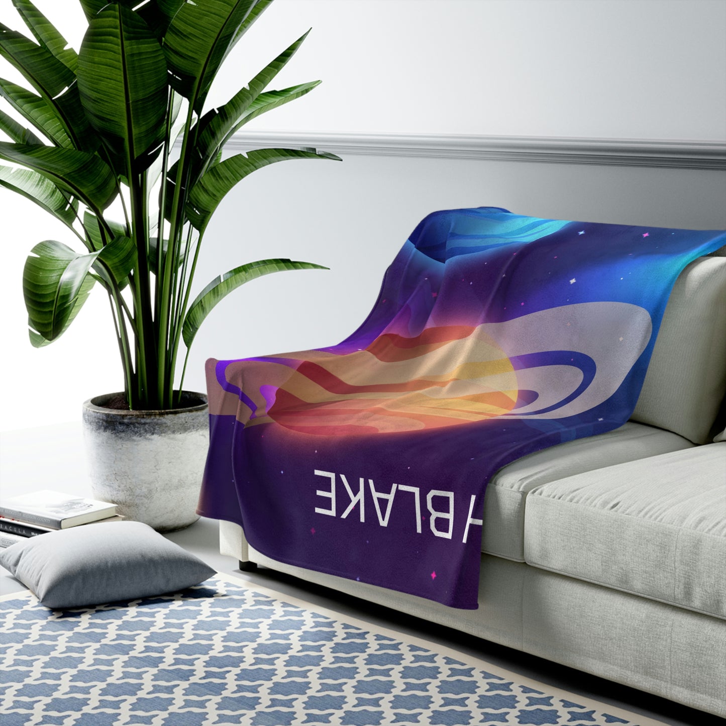 Space Rockets Days, Weeks, Months Personalized Milestone Blanket