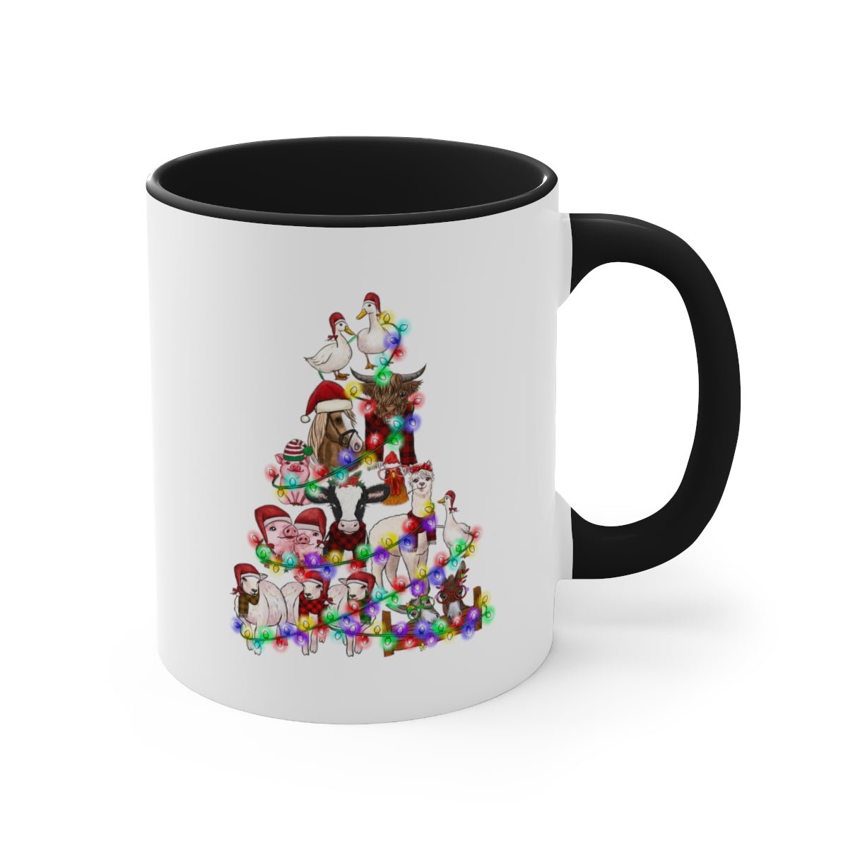 Christmas Tree Farm Animals - Color Handled Funny Mug - We Love Your Gift