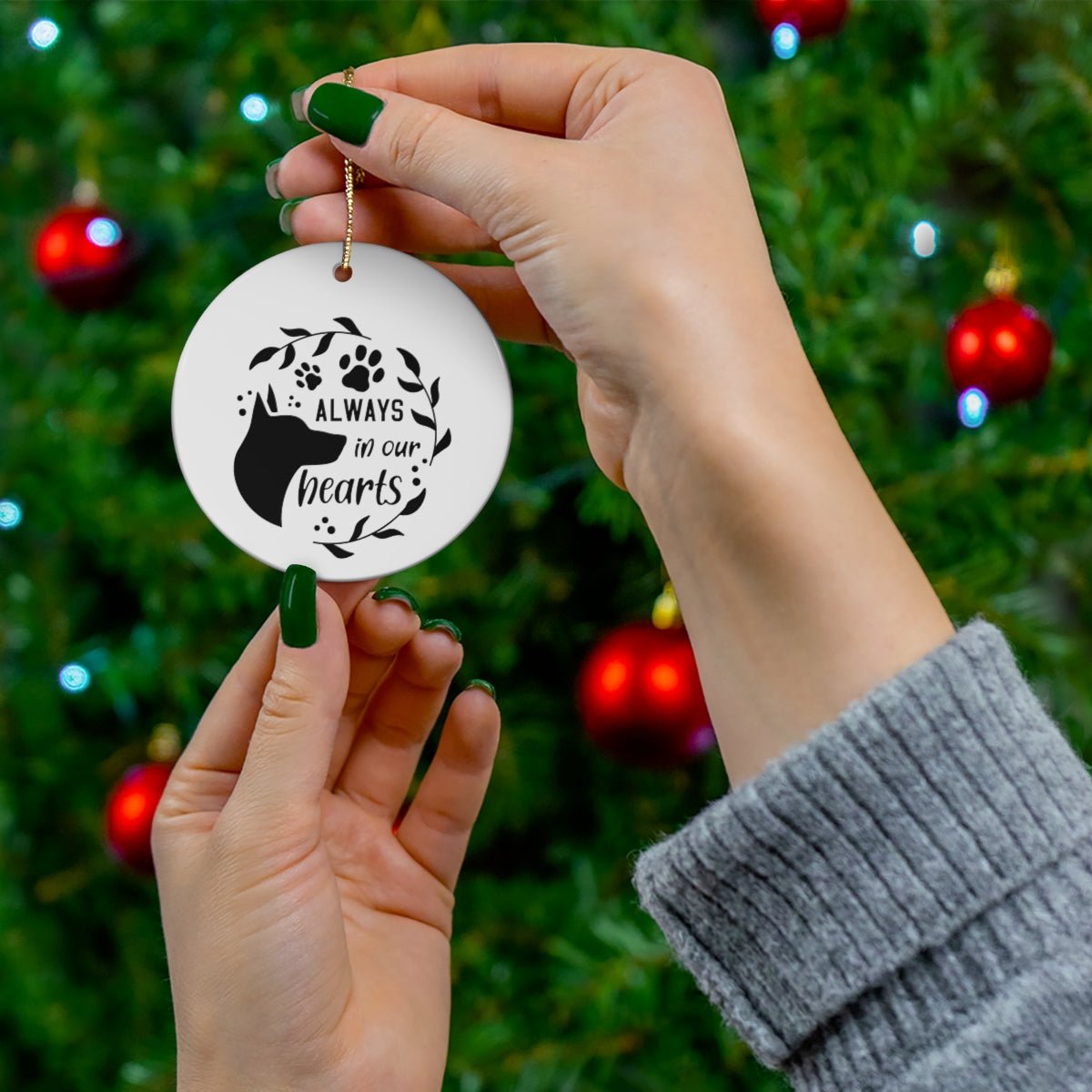 Dog Paw Prints Memorial Ornament - Always in Our Hearts - We Love Your Gift
