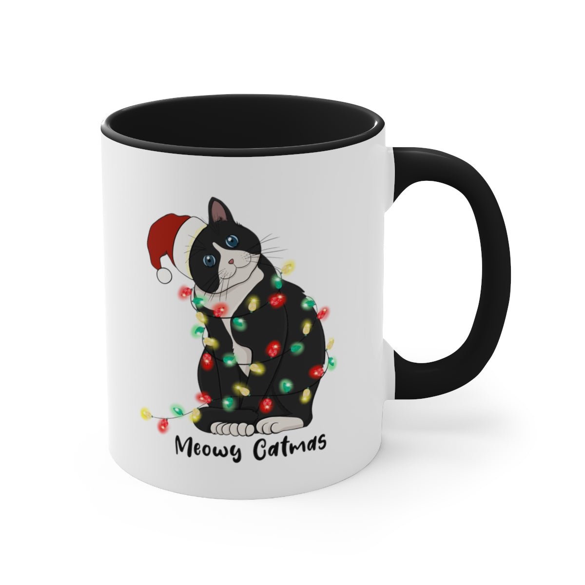 Meowy Catmas - Color Handled Funny Mug - We Love Your Gift