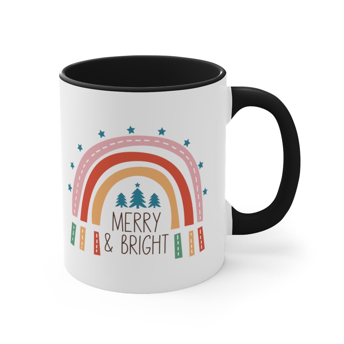Merry & Bright Rainbow - Color Handled Funny Mug - We Love Your Gift