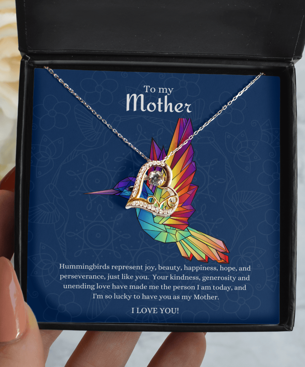To My Mother Hummingbird Joy Necklace Jewelry Gift Idea with Message Card - We Love Your Gift