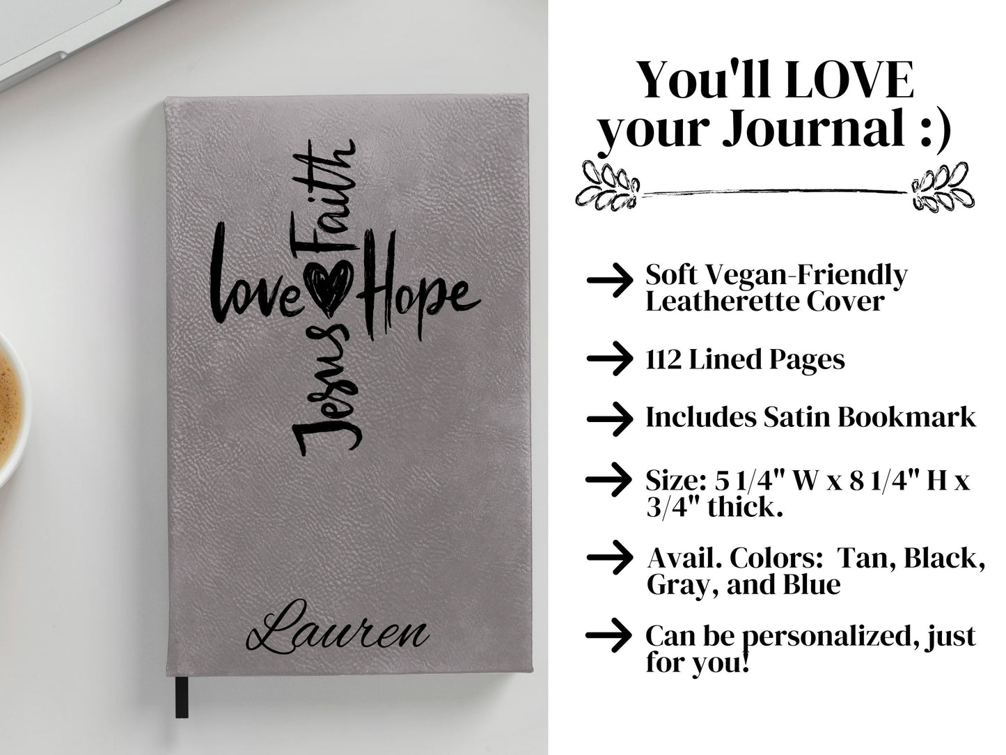 Personalized Jesus Love Faith Hope Cross Journal