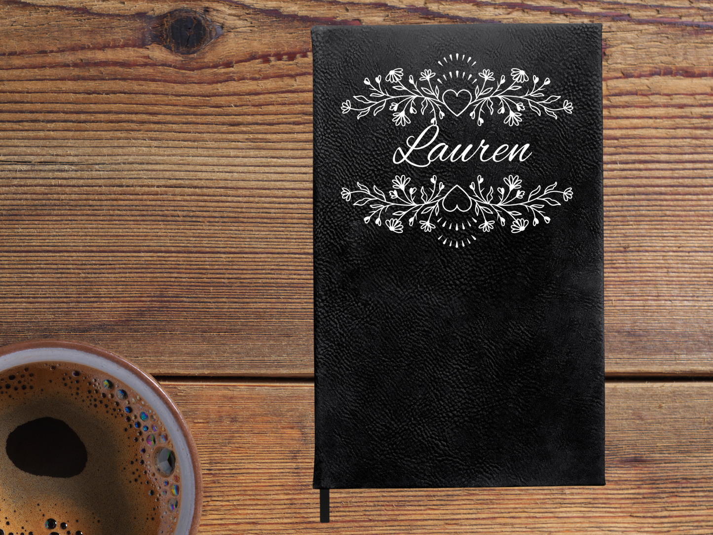 Personalized Botanical Floral and Hearts Journal