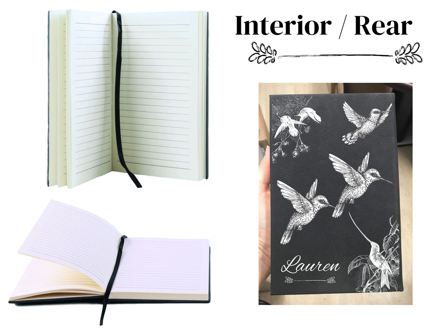 Personalized Black and White Hummingbirds Journal