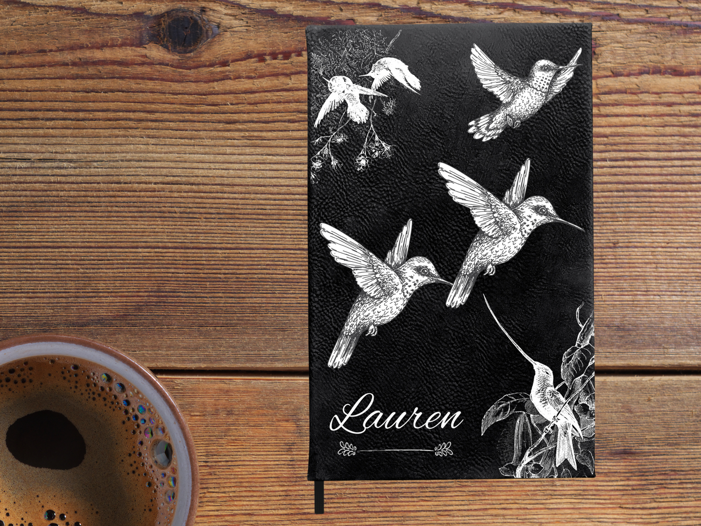 Personalized Black and White Hummingbirds Journal