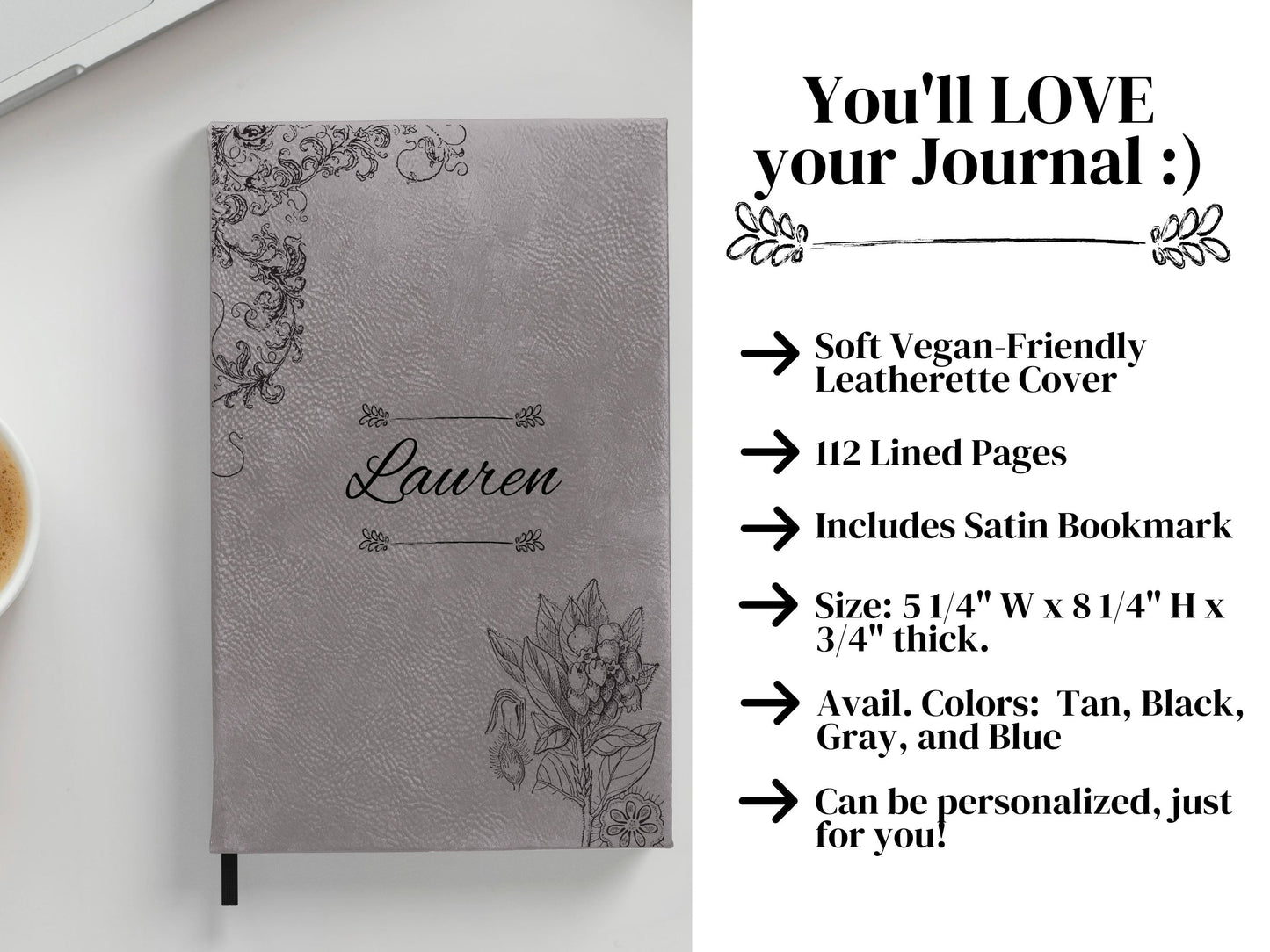 Personalized Flowers and Vines Botanical Journal