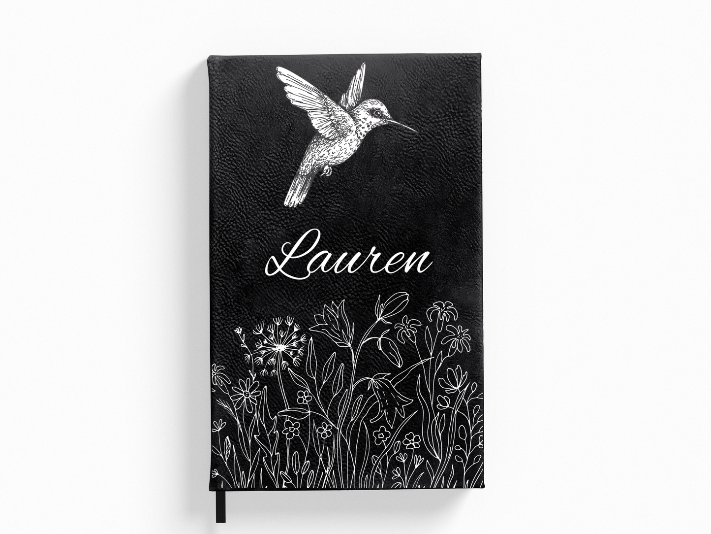 Personalized Black and White Hummingbird Floral Journal