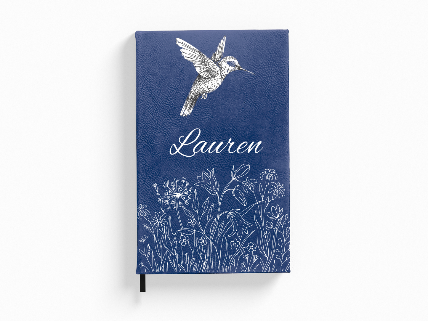 Personalized Black and White Hummingbird Floral Journal