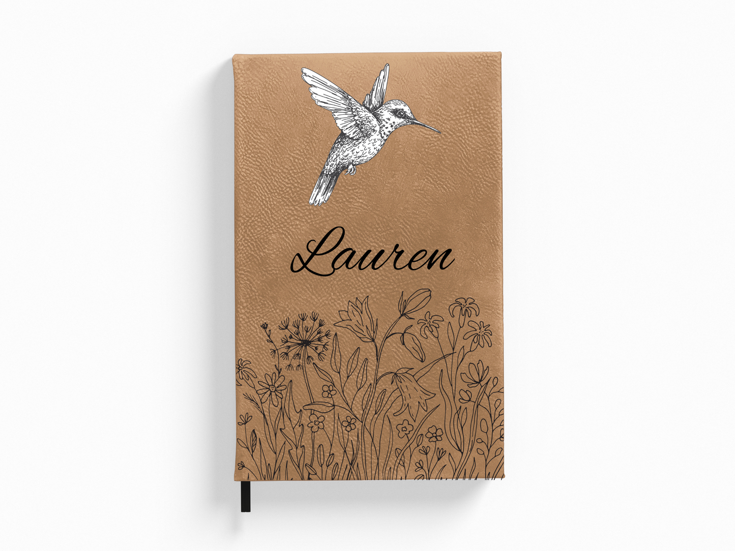 Personalized Black and White Hummingbird Floral Journal