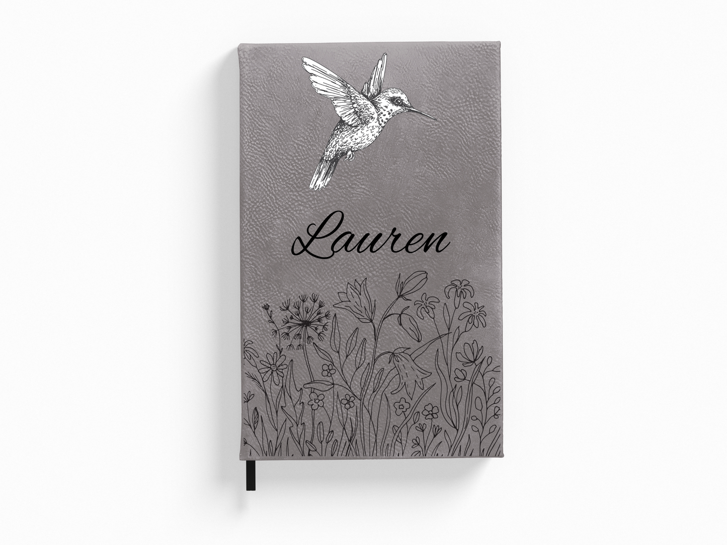 Personalized Black and White Hummingbird Floral Journal