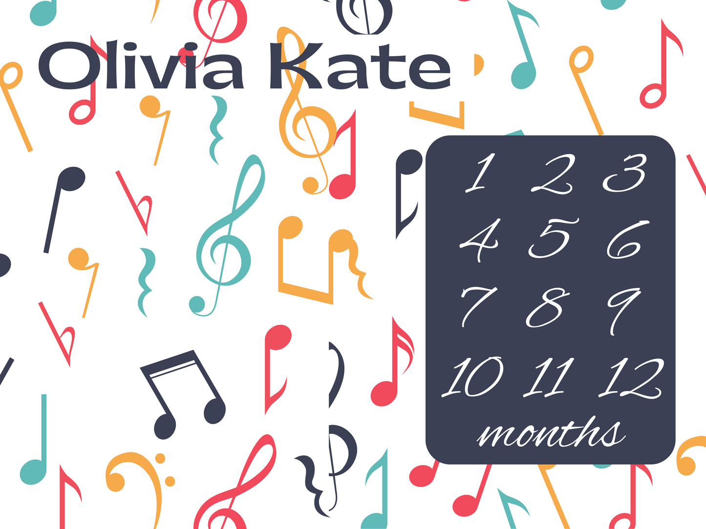 Colorful Music Personalized Milestone Monthly Growth Tracker Blanket