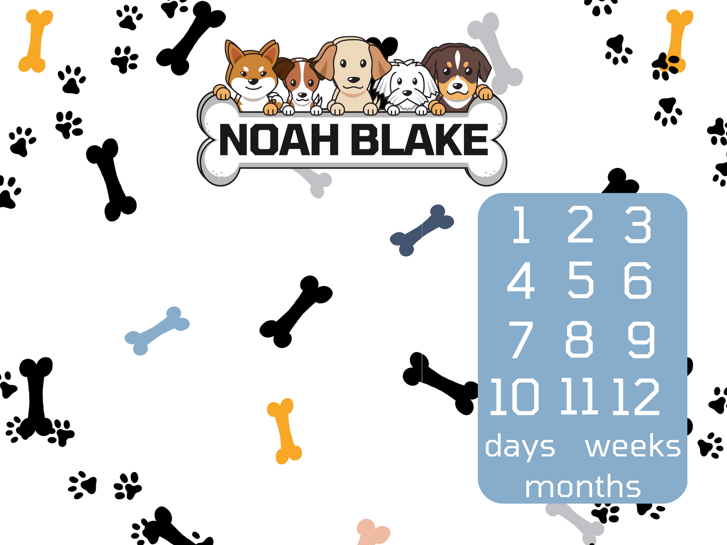 Dogs Days, Weeks, Months Personalized Milestone Blanket