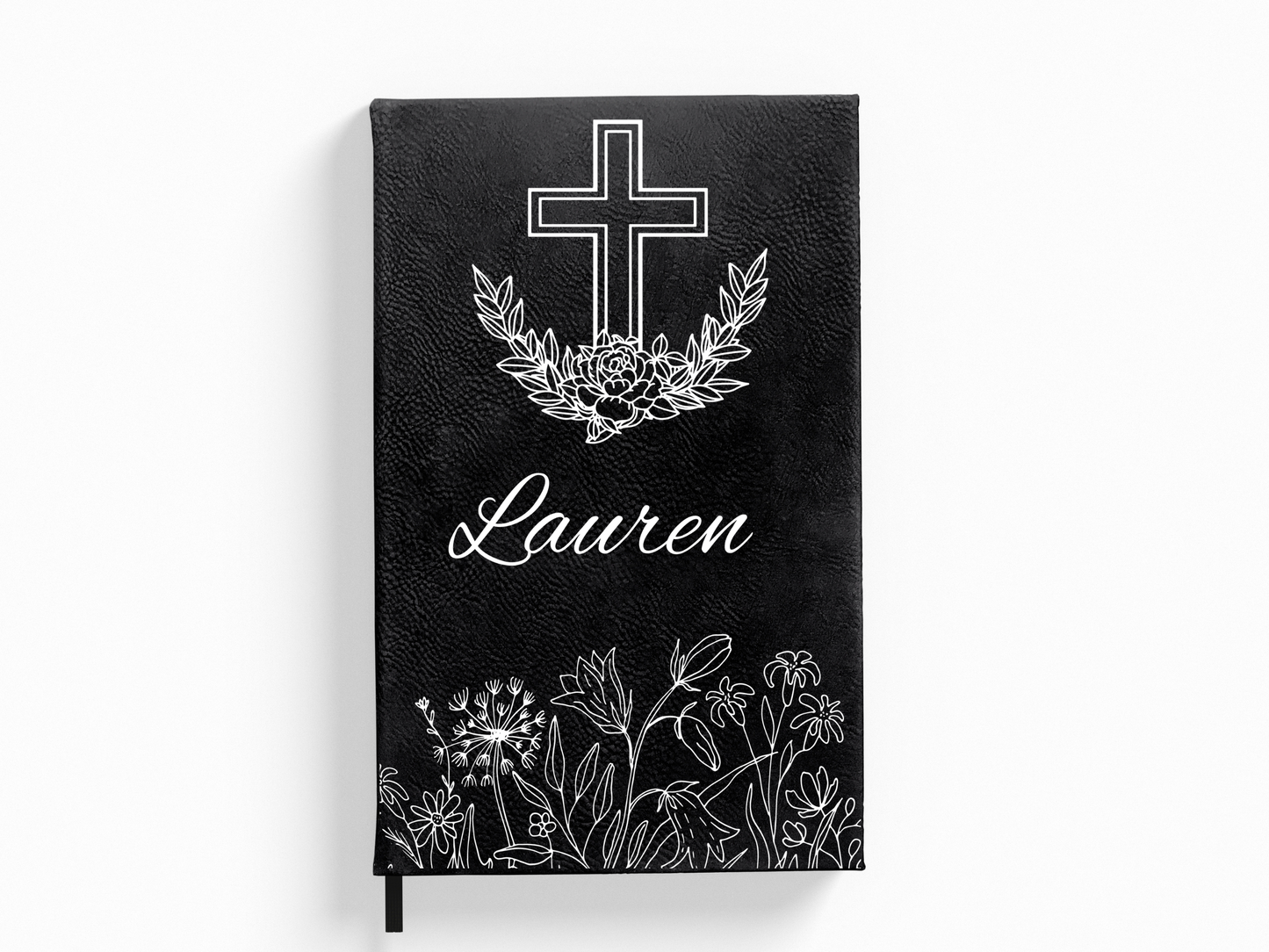 Personalized Cross and Flowers Journal