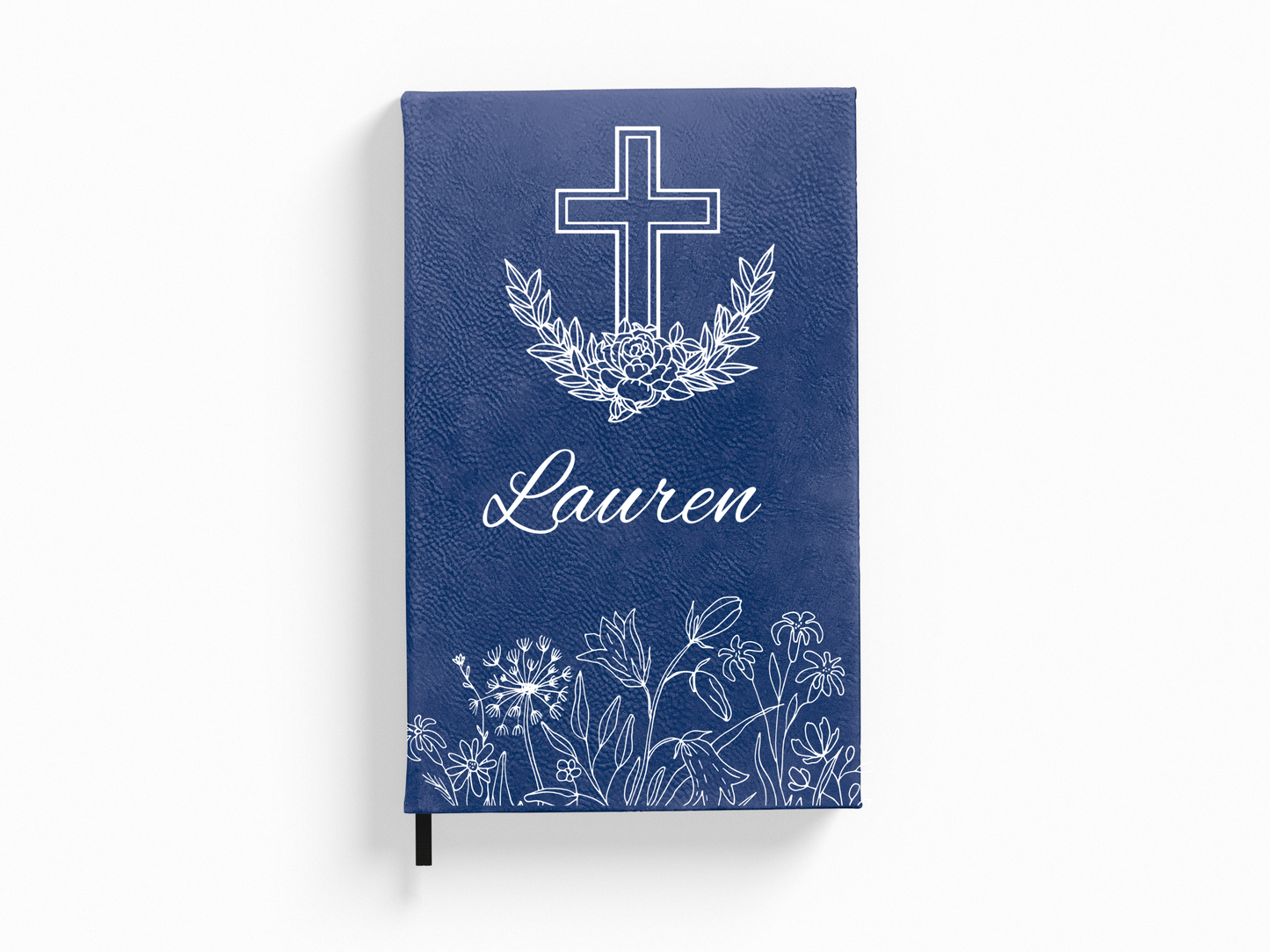 Personalized Cross and Flowers Journal