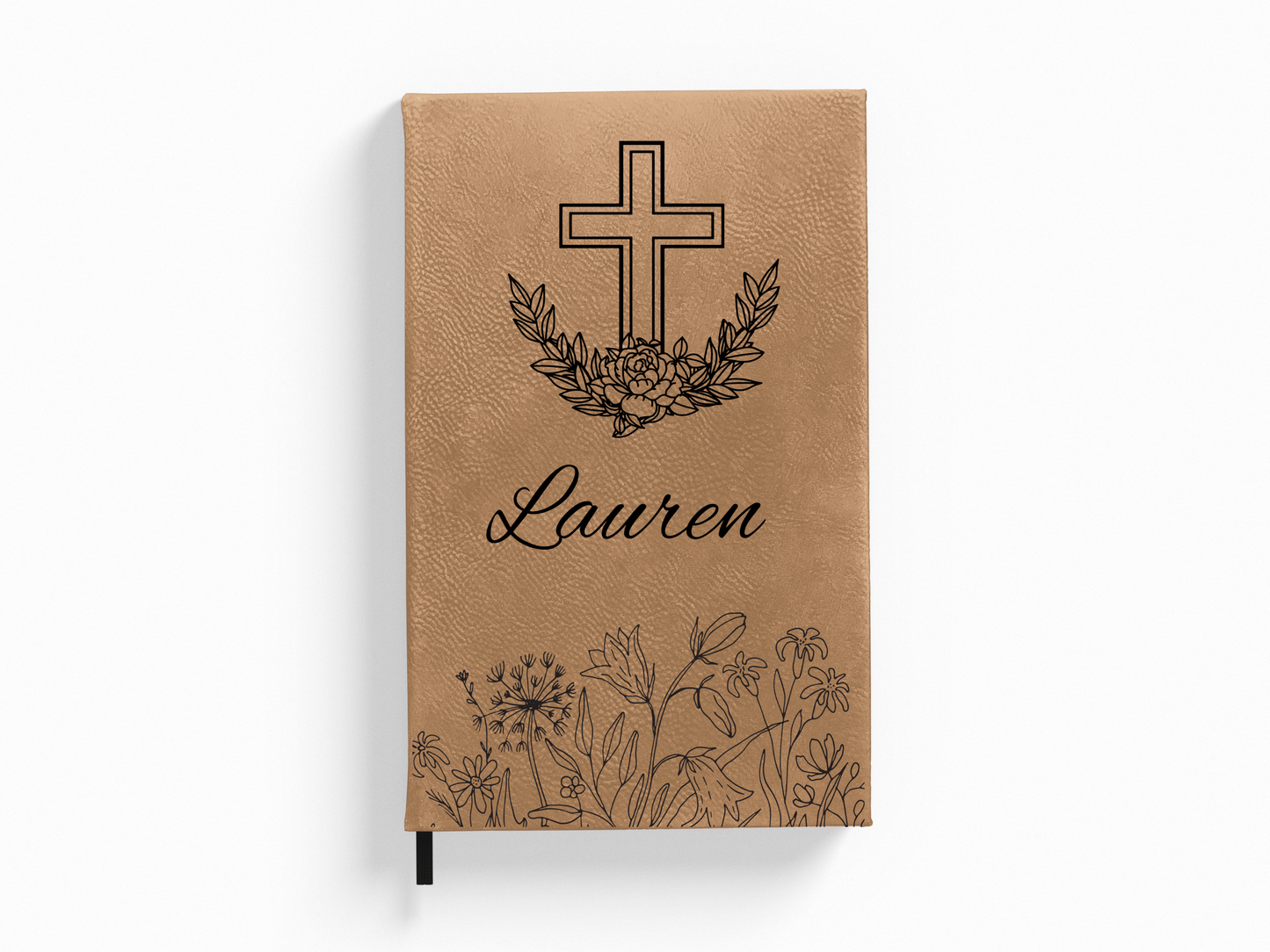 Personalized Cross and Flowers Journal