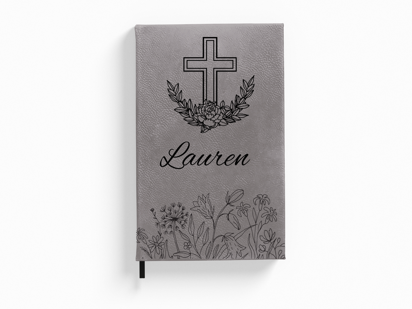 Personalized Cross and Flowers Journal