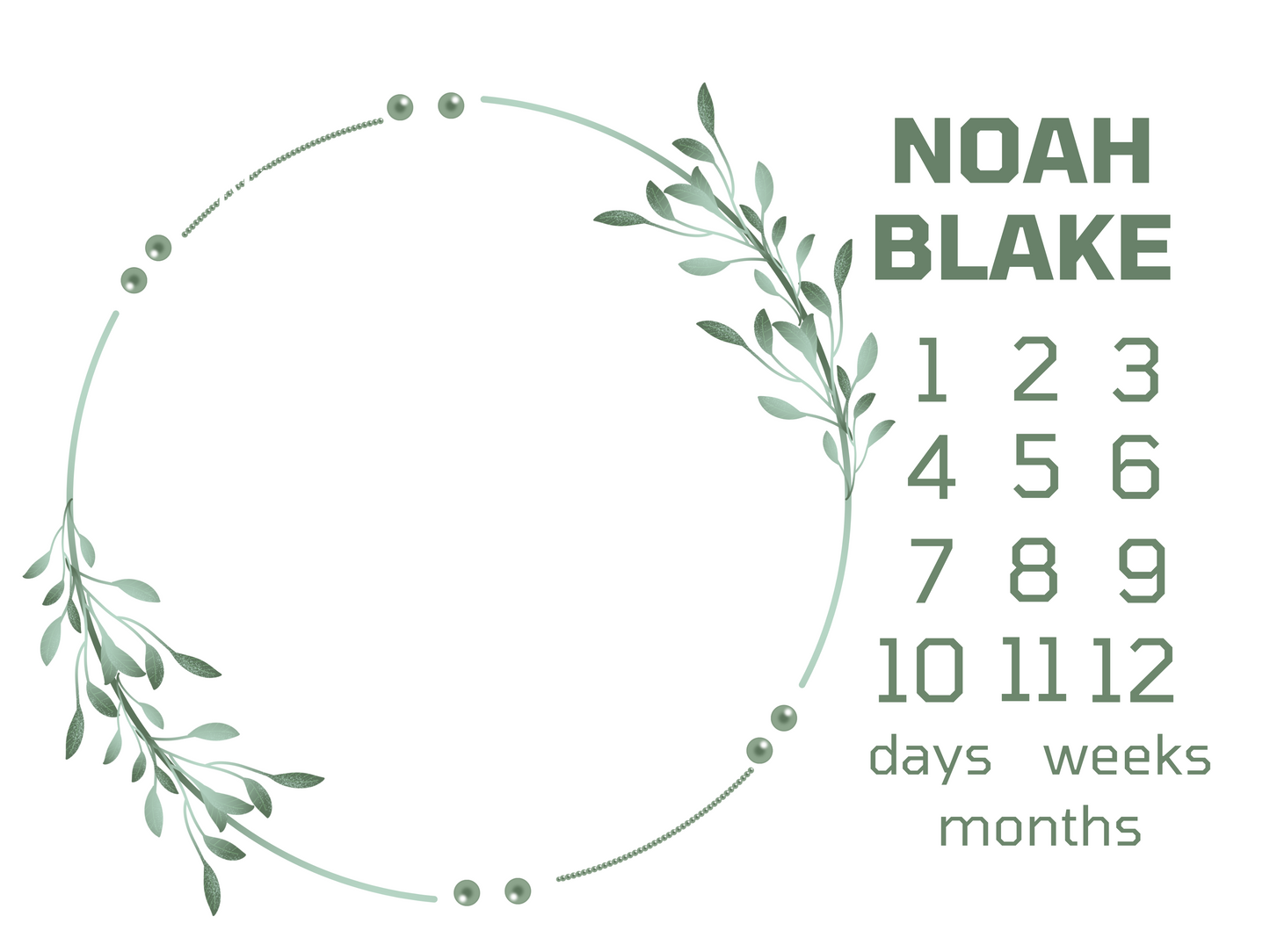 Green Circle Flora Days, Weeks, Months Personalized Milestone Blanket