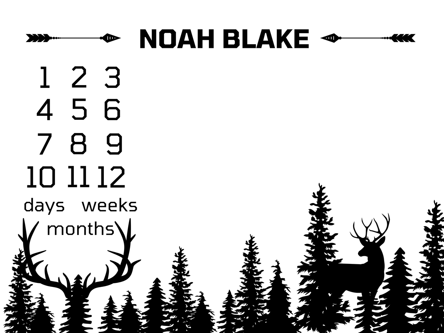 Trees & Deer Days, Weeks, Months Personalized Milestone Blanket