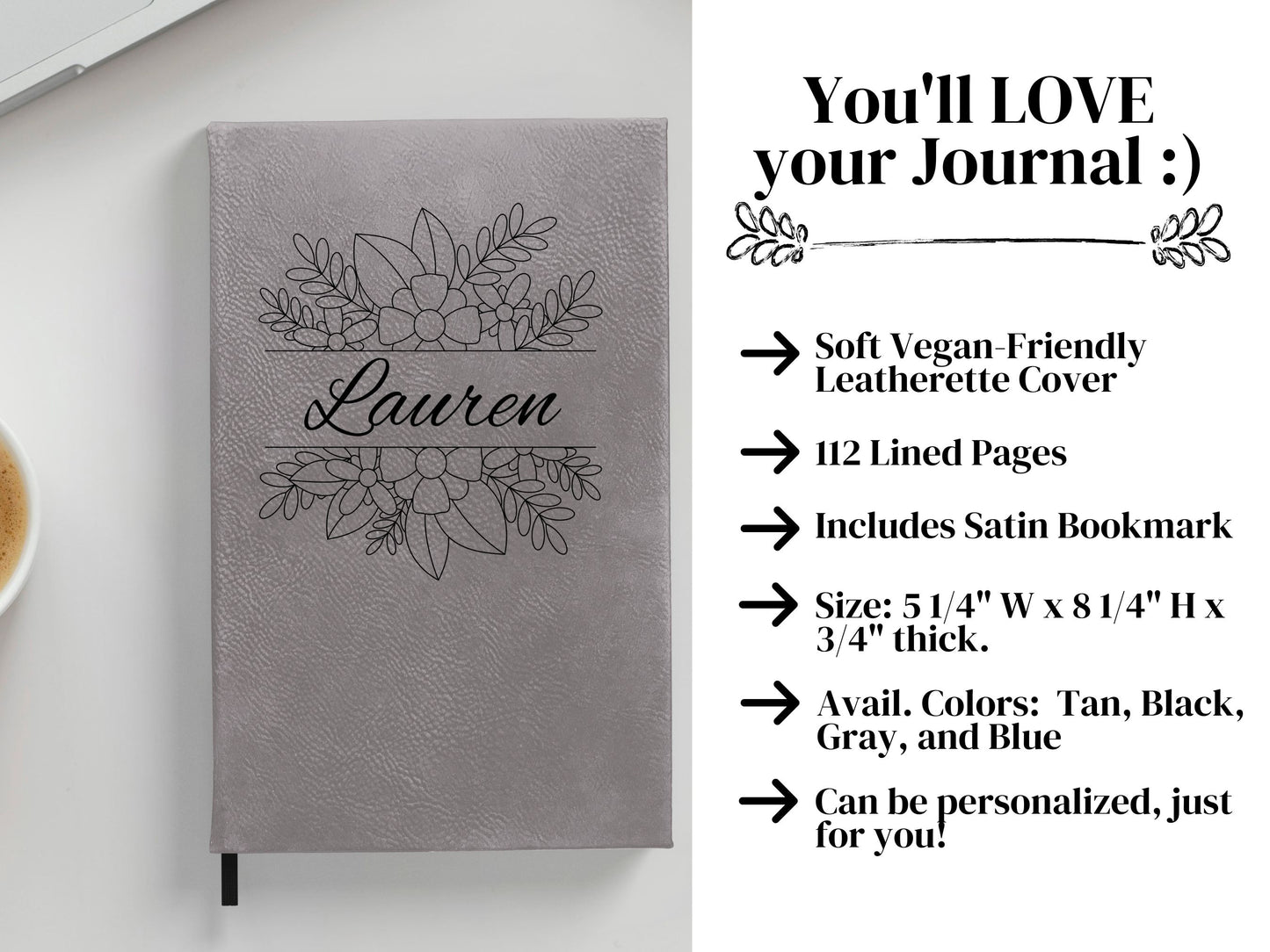 Personalized Botanical Floral Journal