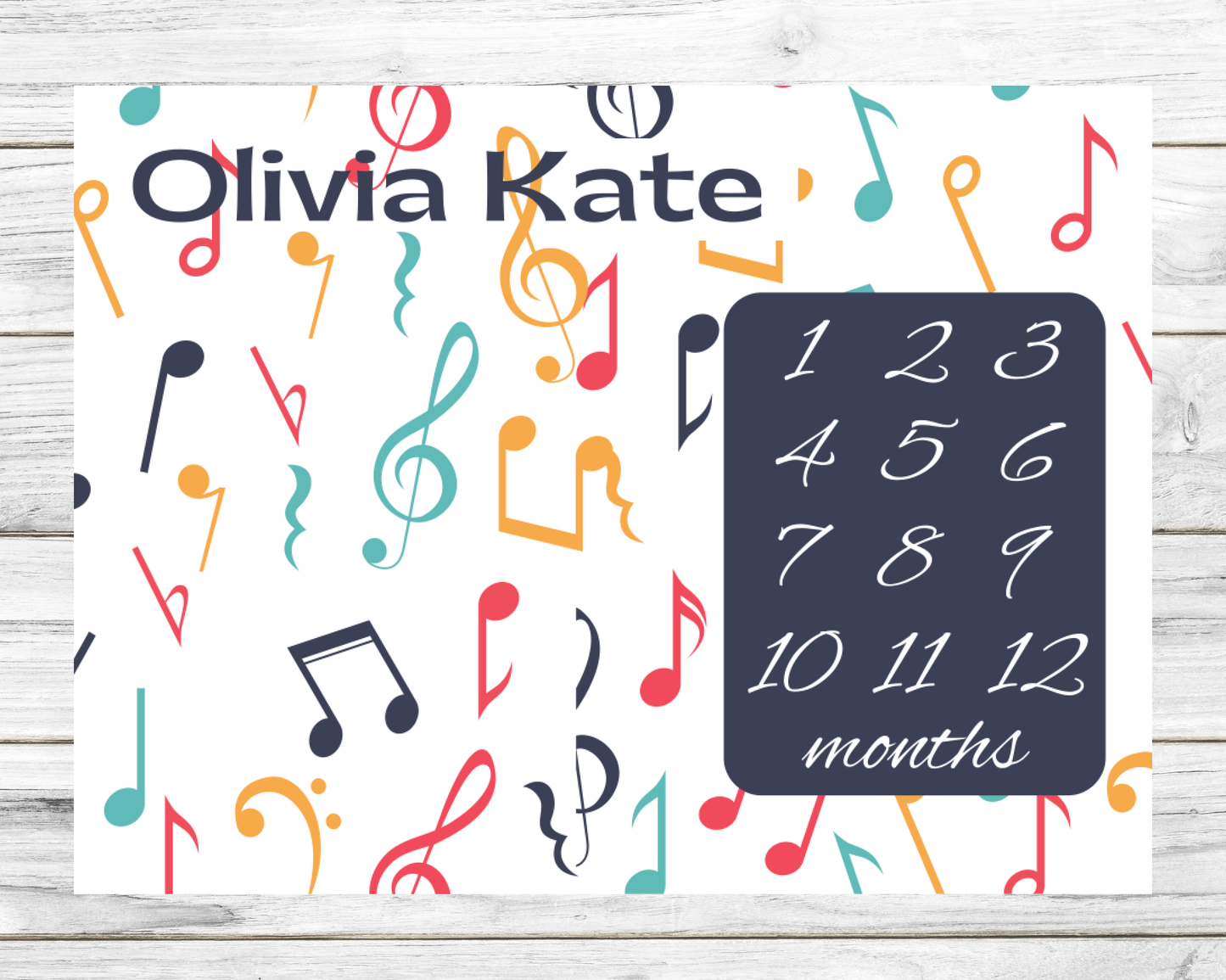 Colorful Music Personalized Milestone Monthly Growth Tracker Blanket