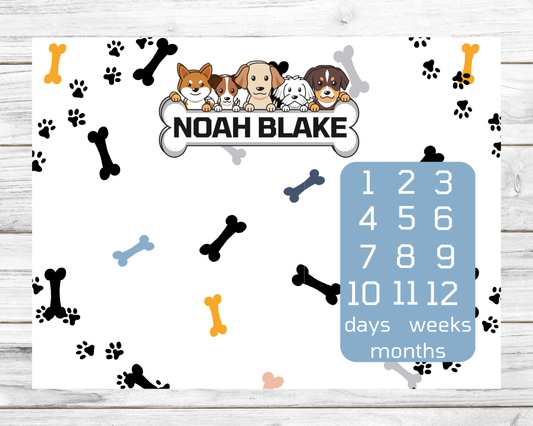 Dogs Days, Weeks, Months Personalized Milestone Blanket