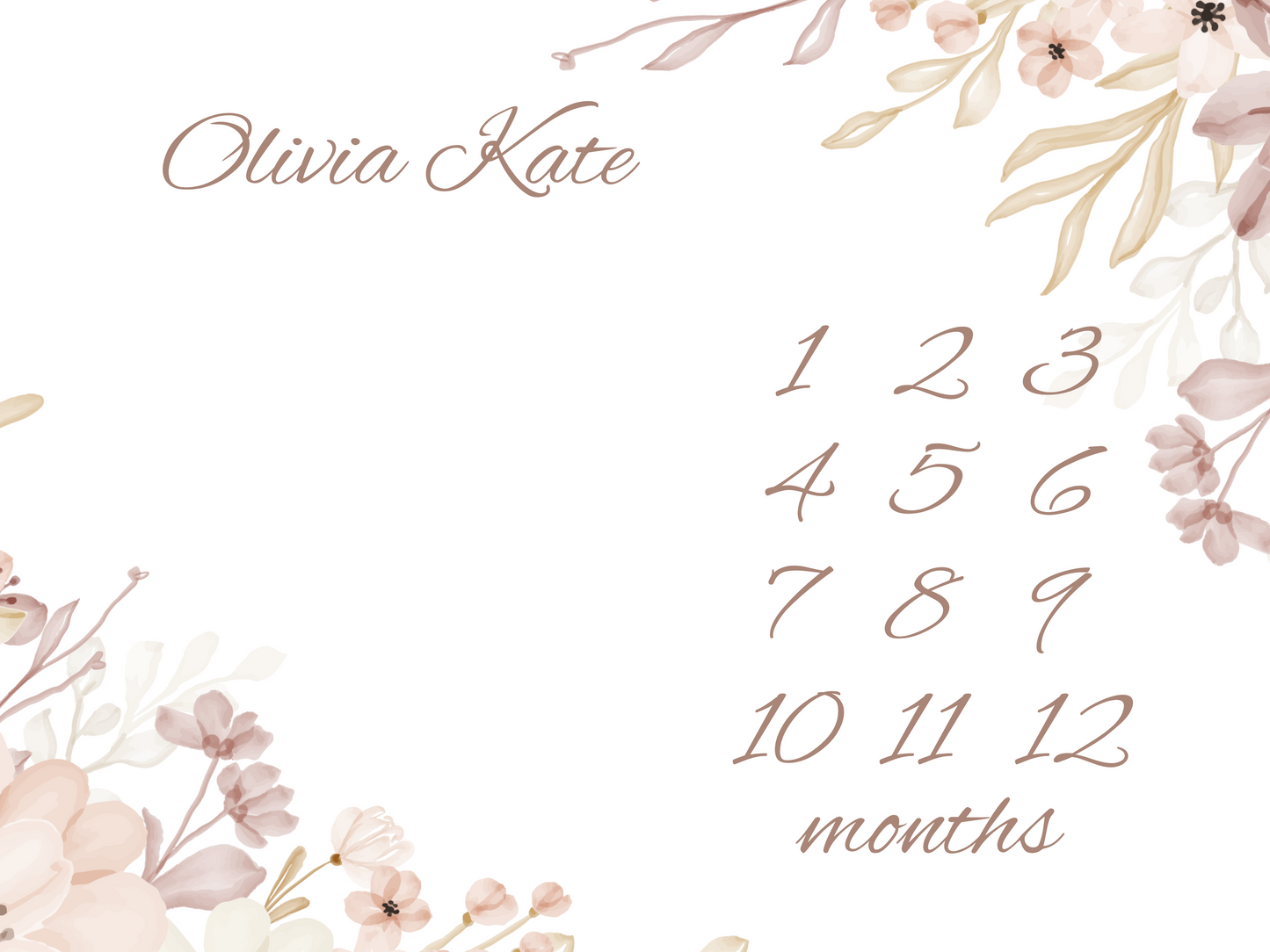 Floral Boho Personalized Milestone Monthly Growth Tracker Blanket