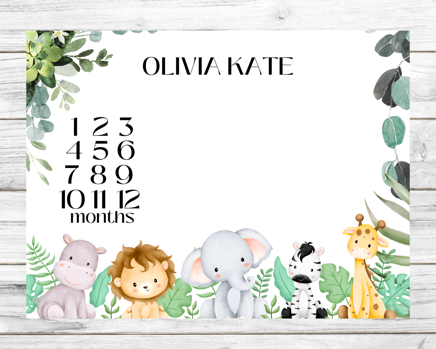 Animals Personalized Milestone Monthly Growth Tracker Blanket