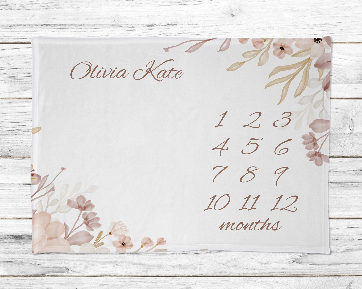 Floral Boho Personalized Milestone Monthly Growth Tracker Blanket