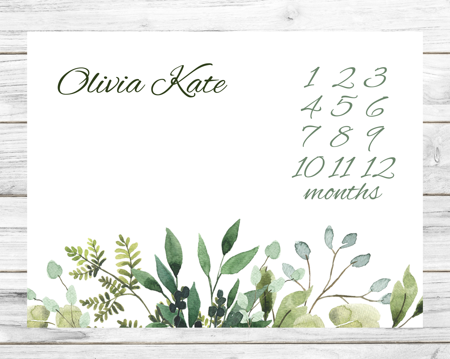 Green Flora Personalized Milestone Monthly Growth Tracker Blanket