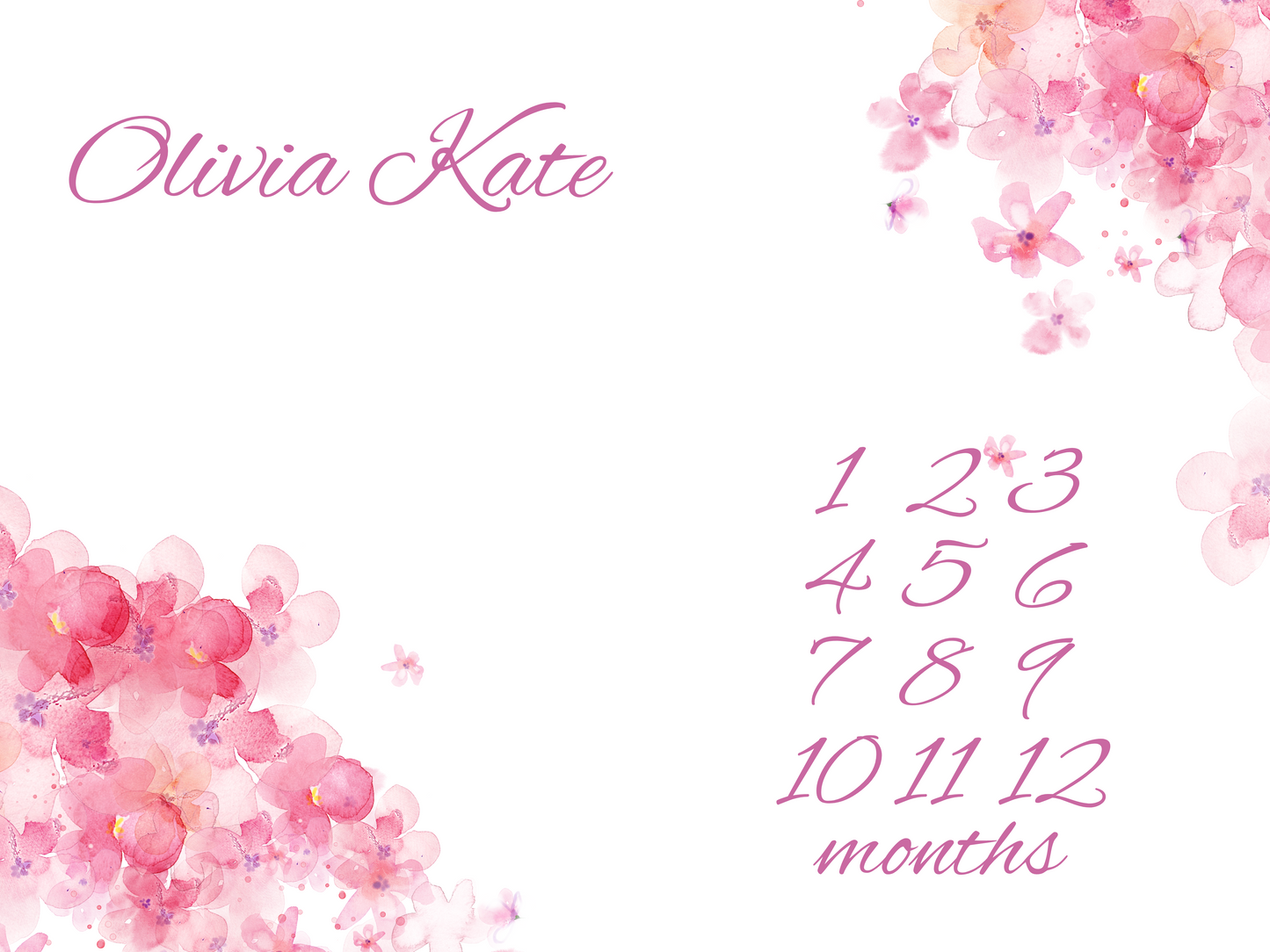 Pink Floral Personalized Milestone Monthly Growth Tracker Blanket