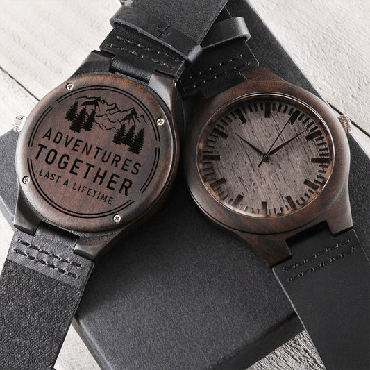 Adventures Together Dad Wooden Watch Unique Gift Idea for Fathers Day, Birthday, Christmas, & Anniversary - We Love Your Gift