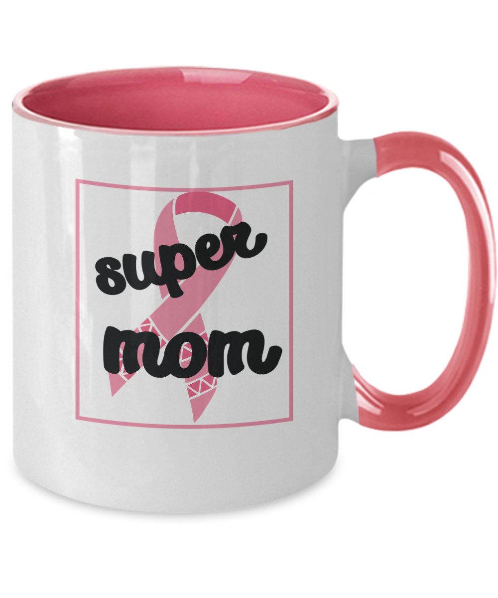 Breast Cancer Super Mom Pink Mug