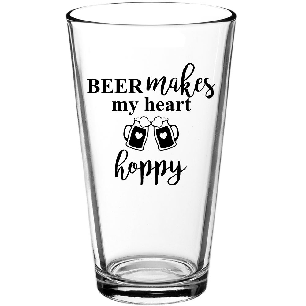 Beer Makes My Heart Happy Funny Pint Glass - We Love Your Gift