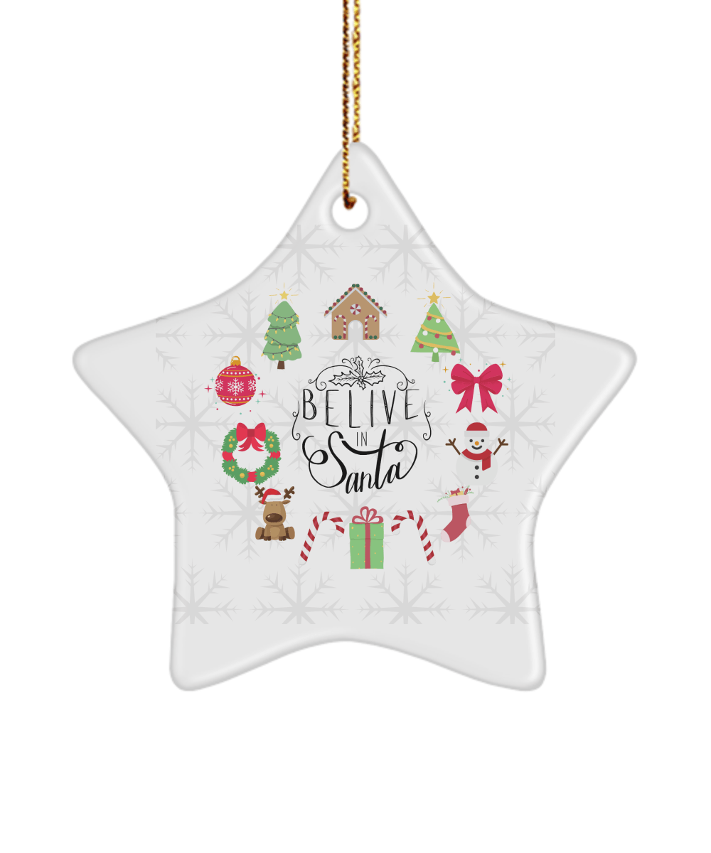 Believe In Santa Funny Christmas Ceramic Ornament for Family Tree Hanging (version 2) - We Love Your Gift