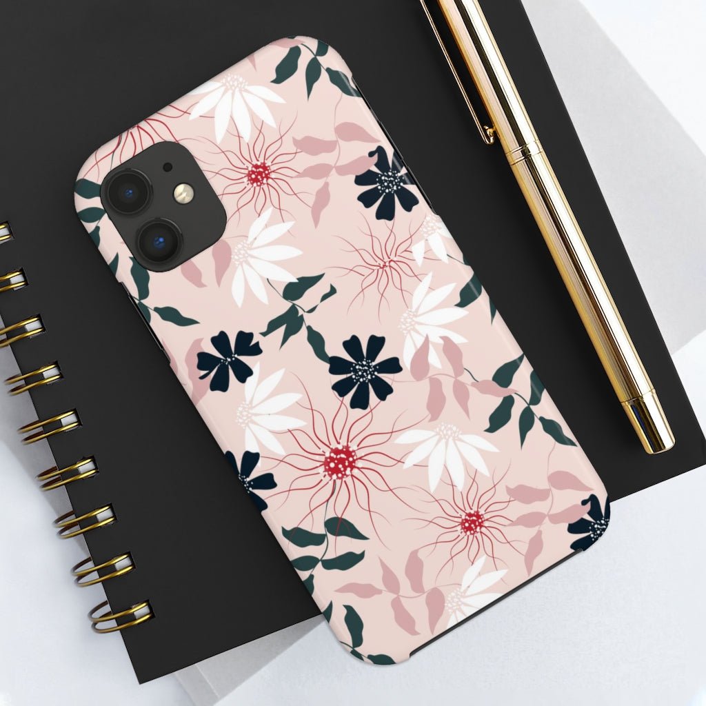 Black and Pink Floral Tough Phone Case - Super-Cute & Impact Resistant for iPhones & Samsung - We Love Your Gift