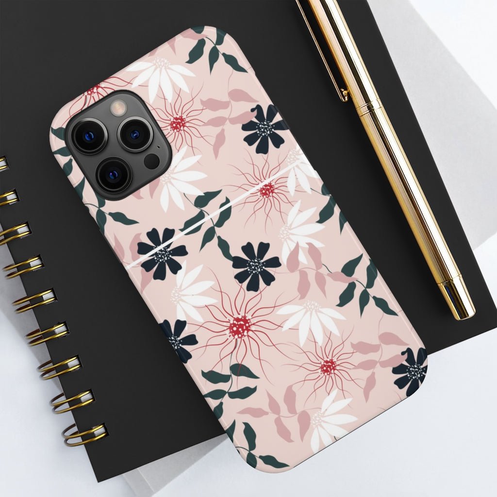 Black and Pink Floral Tough Phone Case - Super-Cute & Impact Resistant for iPhones & Samsung - We Love Your Gift