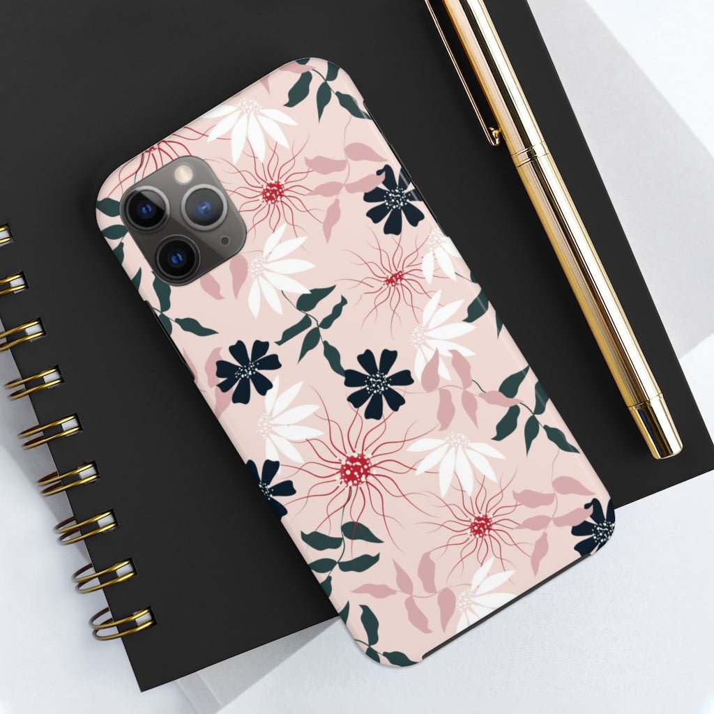 Black and Pink Floral Tough Phone Case - Super-Cute & Impact Resistant for iPhones & Samsung - We Love Your Gift