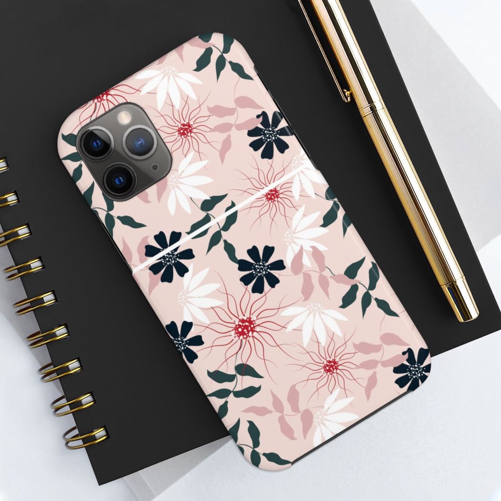 Black and Pink Floral Tough Phone Case - Super-Cute & Impact Resistant for iPhones & Samsung - We Love Your Gift