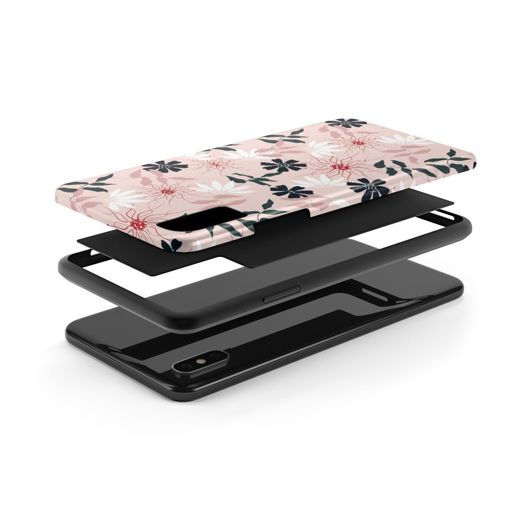 Black and Pink Floral Tough Phone Case - Super-Cute & Impact Resistant for iPhones & Samsung - We Love Your Gift