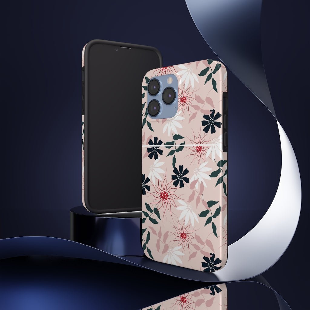 Black and Pink Floral Tough Phone Case - Super-Cute & Impact Resistant for iPhones & Samsung - We Love Your Gift