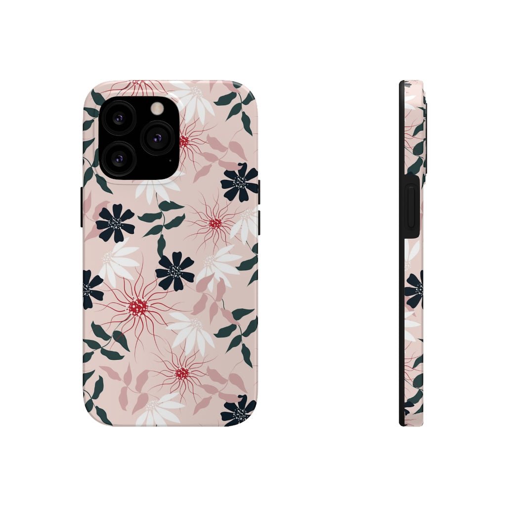 Black and Pink Floral Tough Phone Case - Super-Cute & Impact Resistant for iPhones & Samsung - We Love Your Gift