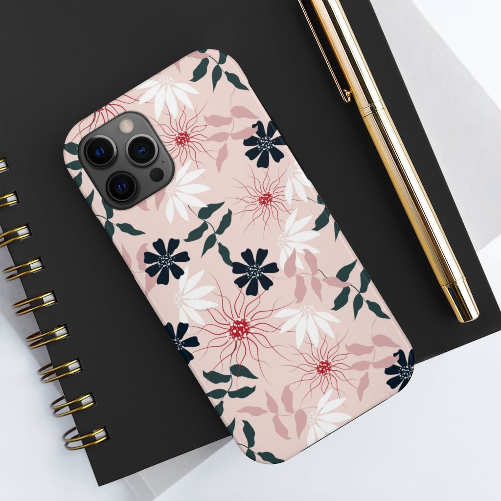 Black and Pink Floral Tough Phone Case - Super-Cute & Impact Resistant for iPhones & Samsung - We Love Your Gift