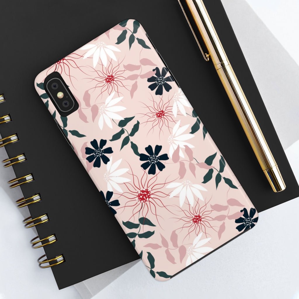 Black and Pink Floral Tough Phone Case - Super-Cute & Impact Resistant for iPhones & Samsung - We Love Your Gift