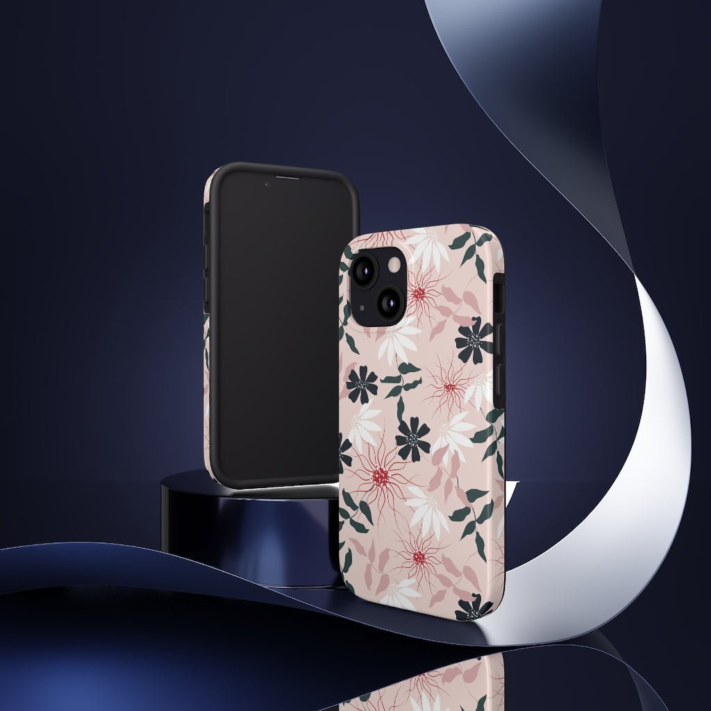 Black and Pink Floral Tough Phone Case - Super-Cute & Impact Resistant for iPhones & Samsung - We Love Your Gift