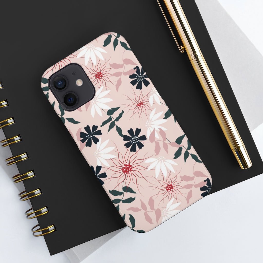 Black and Pink Floral Tough Phone Case - Super-Cute & Impact Resistant for iPhones & Samsung - We Love Your Gift