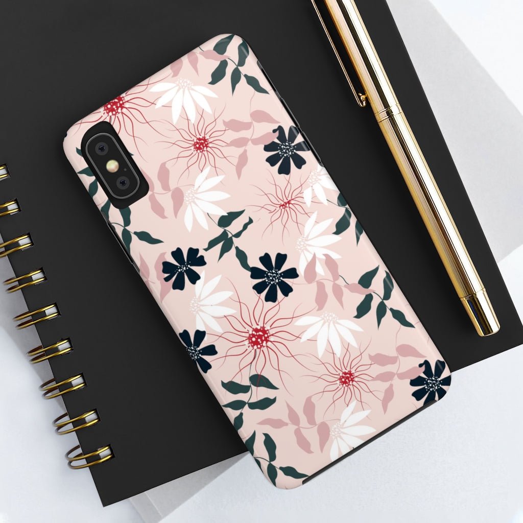 Black and Pink Floral Tough Phone Case - Super-Cute & Impact Resistant for iPhones & Samsung - We Love Your Gift