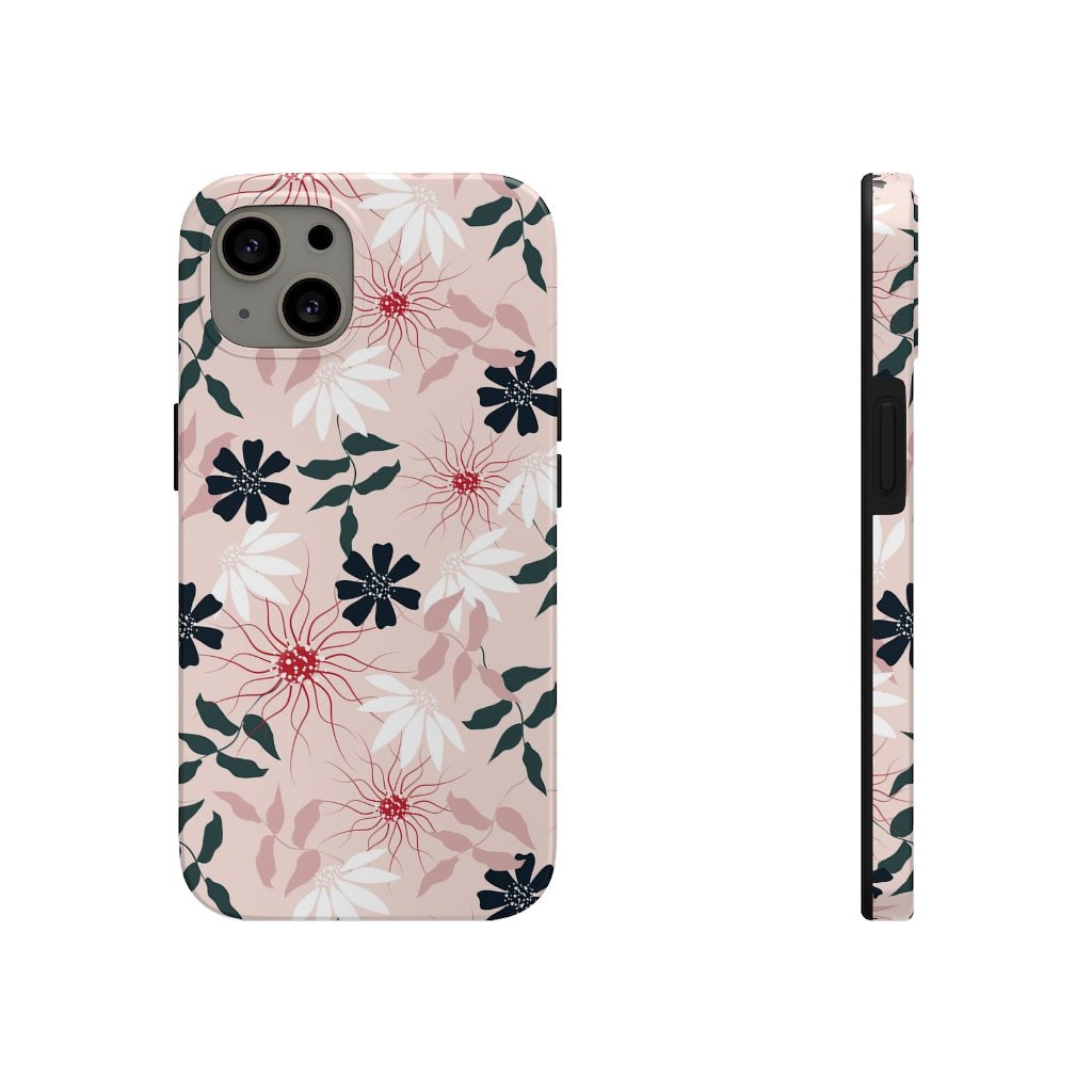 Black and Pink Floral Tough Phone Case - Super-Cute & Impact Resistant for iPhones & Samsung - We Love Your Gift